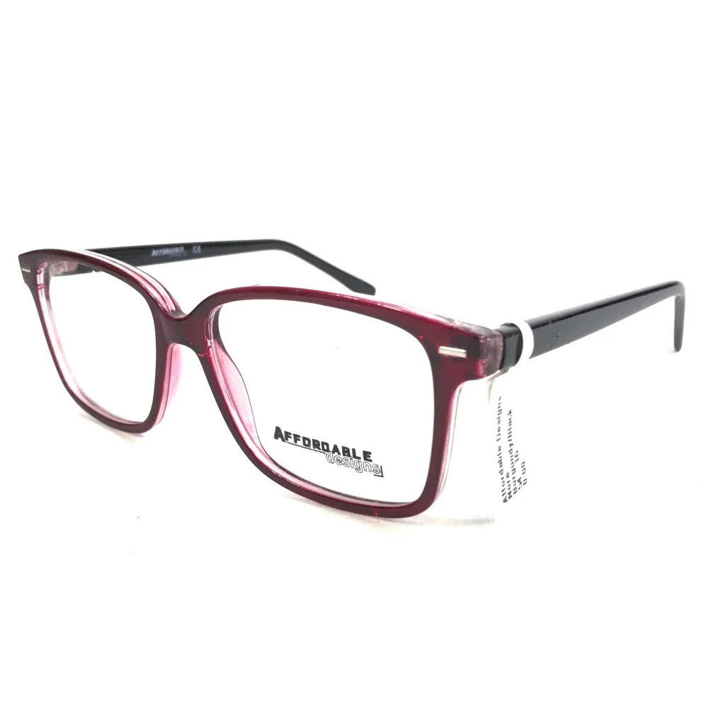 Affordable Designs Eyeglasses Frames NORA BURGUNDY/BLACK Rectangle 54-16-140